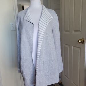 Women's Gray Reversable  Open Front Sweater